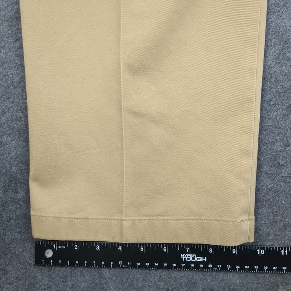 LL Bean Mens 42x32 Comfort Waist Double Pleated Chino Pants Khaki Tan - Picture 10 of 14
